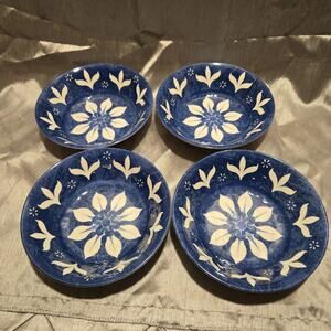 4 Blue Floral Melamine Bowls Cereal